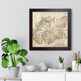 17th Century Antique Map of "Dunen", Framed