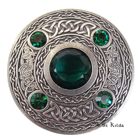 5 Stone Emerald Plaid Brooch