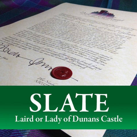 Decorative Title: Laird or Lady of Dunans Castle (Slate) - Scottish Laird