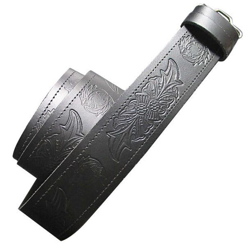 Thistle Embossed Kilt Belt