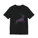 Leaping Stag in Dunans Rising Tartan Unisex Tee