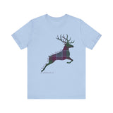 Leaping Stag in Dunans Rising Tartan Unisex Tee