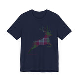 Leaping Stag in Dunans Rising Tartan Unisex Tee