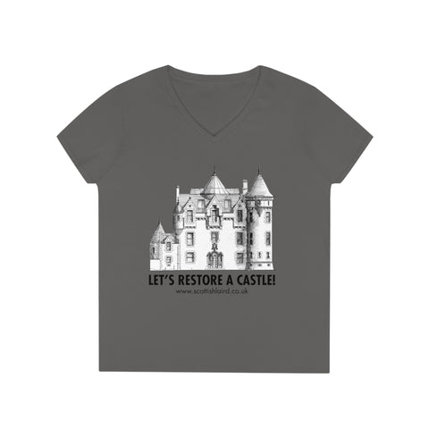 Let's Restore A Castle - Ladies' V-Neck T-Shirt