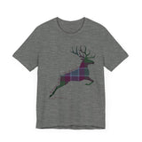 Leaping Stag in Dunans Rising Tartan Unisex Tee