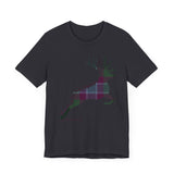 Leaping Stag in Dunans Rising Tartan Unisex Tee