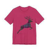 Leaping Stag in Dunans Rising Tartan Unisex Tee