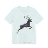 Leaping Stag in Dunans Rising Tartan Unisex Tee