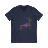 Dunans Rising Tartan Stag Leaping - Ladies' V-Neck T-Shirt