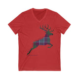 Dunans Rising Tartan Stag Leaping - Ladies' V-Neck T-Shirt