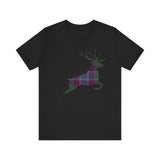 Leaping Stag in Dunans Rising Tartan Unisex Tee