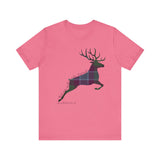 Leaping Stag in Dunans Rising Tartan Unisex Tee