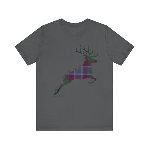 Leaping Stag in Dunans Rising Tartan Unisex Tee