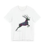 Leaping Stag in Dunans Rising Tartan Unisex Tee